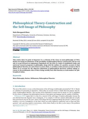 Philosophical Theory-Construction and the Self-Image of Philosophy