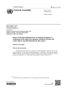 Mission to Portugal Report SR Adequate Housing.Pdf