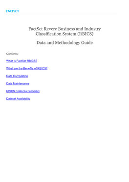 Factset Revere Business and Industry Classification System (RBICS) Data and Methodology Guide