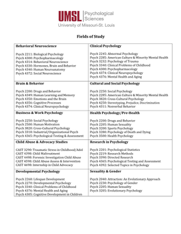 Psychological Sciences | Fields of Study