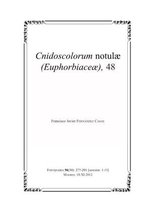 Cnidoscolorum Notulæ (Euphorbiaceæ), 48