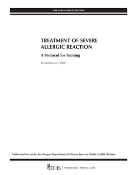 TREATMENT of SEVERE ALLERGIC REACTION a Protocol for Training