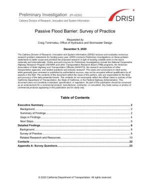 Passive Flood Barrier: Survey of Practice