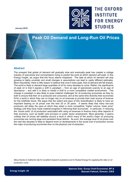 Peak Oil Demand and Long-Run Oil Prices