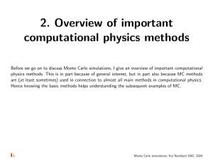 2. Overview of Important Computational Physics Methods