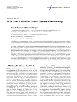 Review Article PTEN Gene: a Model for Genetic Diseases in Dermatology
