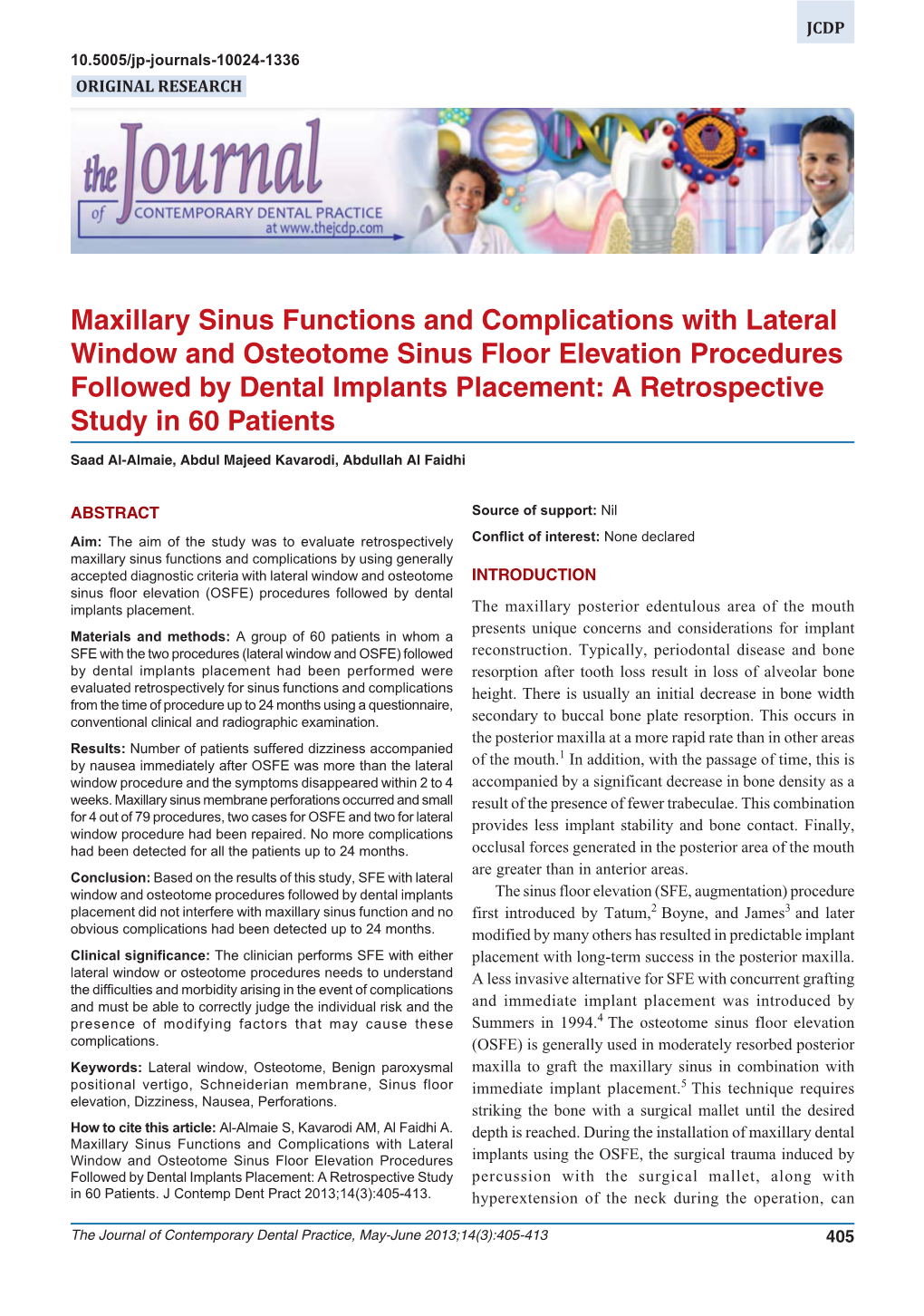 Maxillary Sinus Functions and Complications with Lateral Window