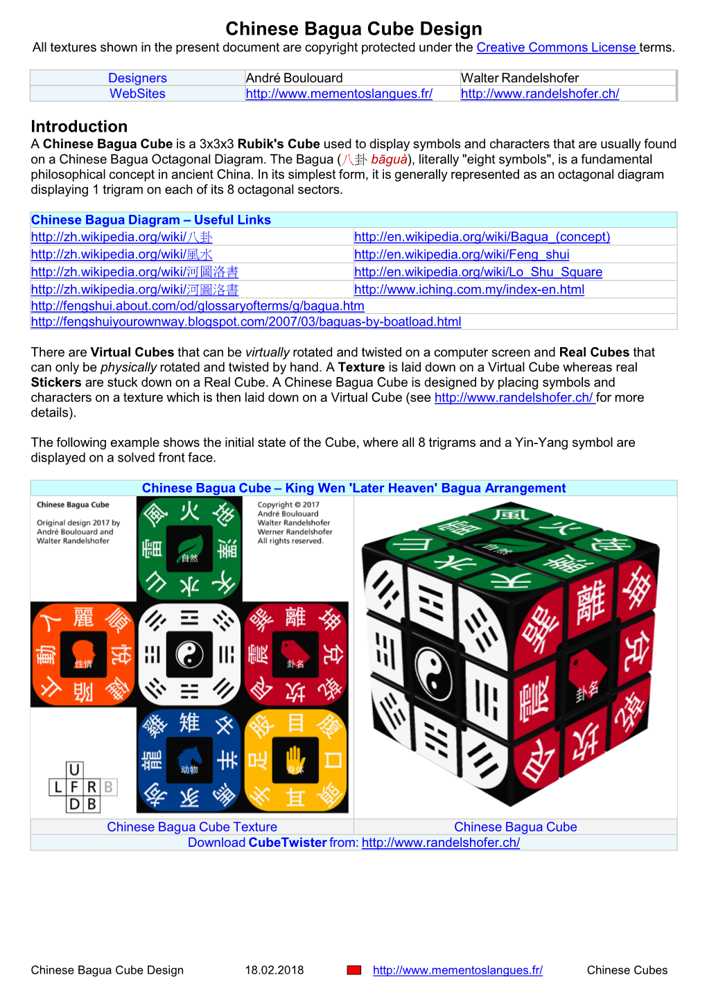 Chinese Bagua Cube Design All Textures Shown in the Present Document Are Copyright Protected Under the Creative Commons License Terms