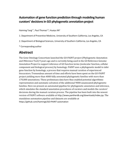 Automation of Gene Function Prediction Through Modeling Human Curators’ Decisions in GO Phylogenetic Annotation Project