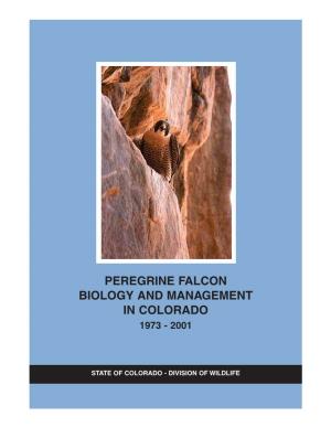 Peregrine Falcon Biology and Management in Colorado 1973 - 2001