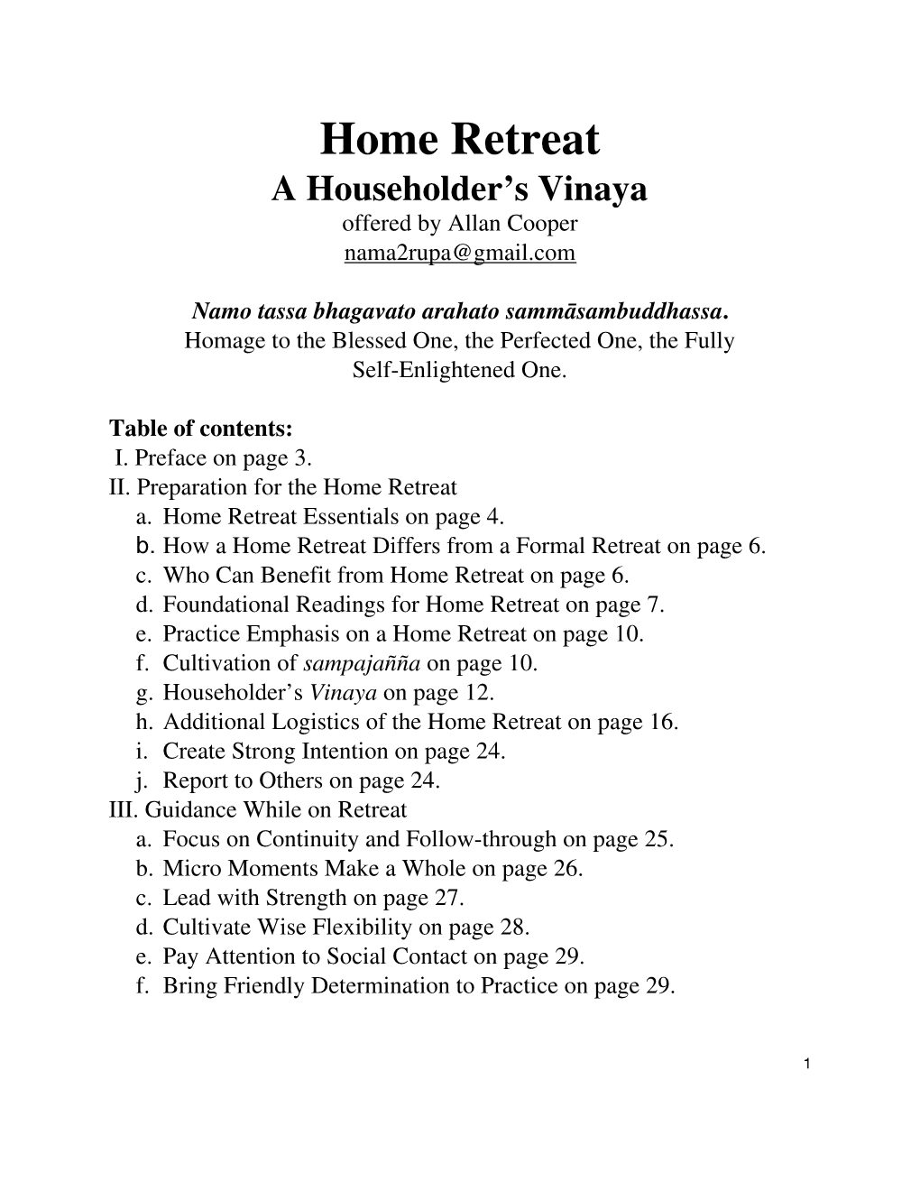 Home Retreat a Householder’S Vinaya Offered by Allan Cooper Nama2rupa@Gmail.Com