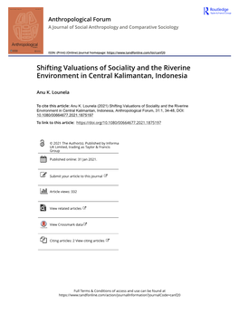 Shifting Valuations of Sociality and the Riverine Environment in Central Kalimantan, Indonesia