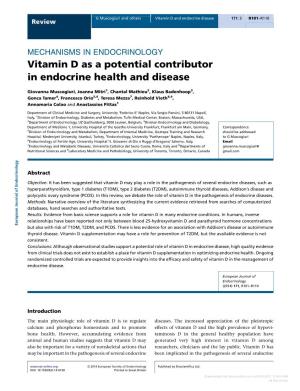 Vitamin D As a Potential Contributor in Endocrine Health and Disease