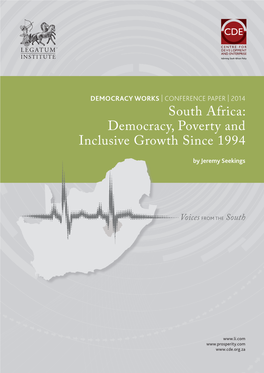 South Africa: Democracy, Poverty and Inclusive Growth Since 1994 by Jeremy Seekings