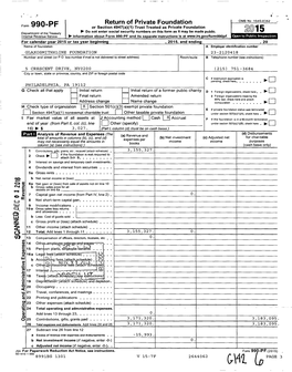 Fom, 990-PF Or Section 4947(A)(1) Trust Treated As Private Foundation Do Not Enter Social Security Numbers on This Form As It May Be Made Public