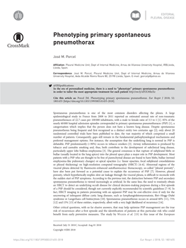 Phenotyping Primary Spontaneous Pneumothorax