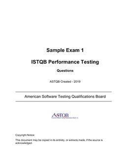 Sample Exam 1 ISTQB Performance Testing