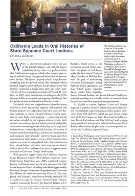 California Leads in Oral Histories of State Supreme Court Justices