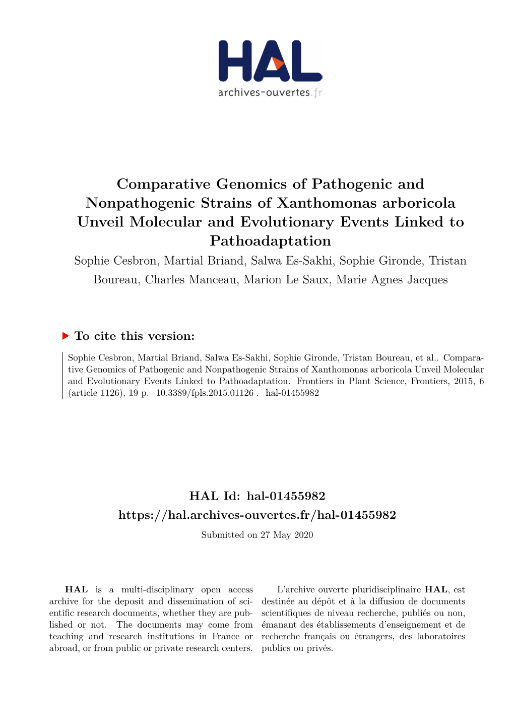 Comparative Genomics of Pathogenic and Nonpathogenic Strains Of