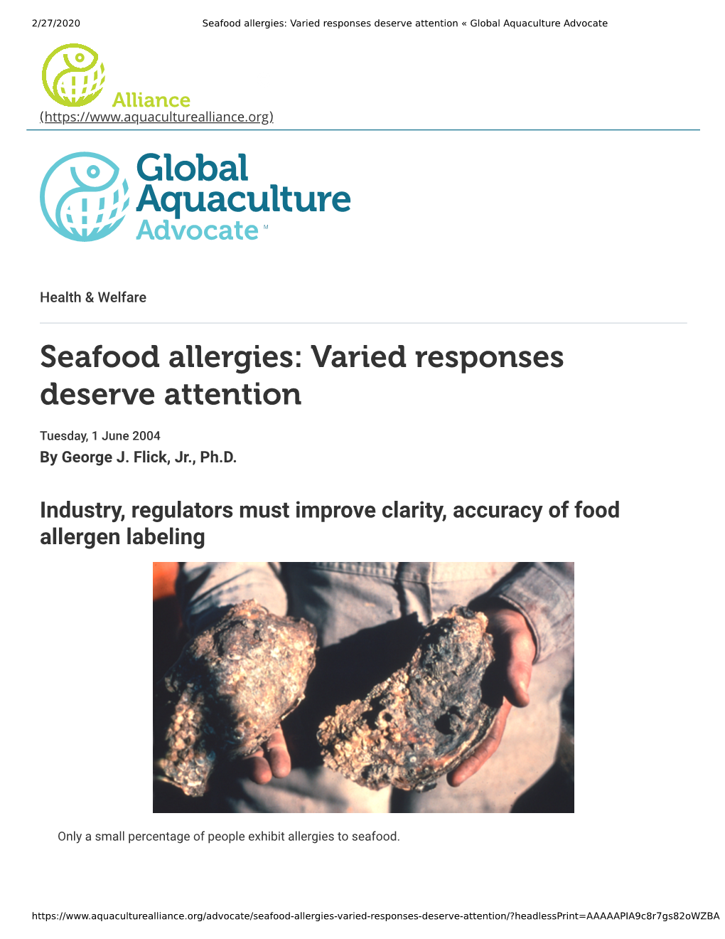 Seafood Allergies: Varied Responses Deserve Attention « Global Aquaculture Advocate