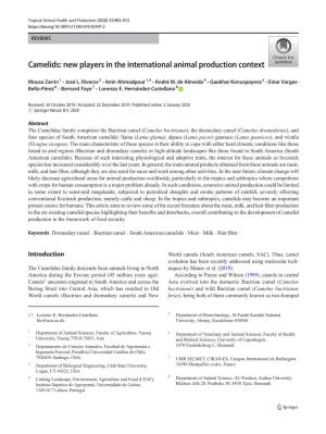 Camelids: New Players in the International Animal Production Context