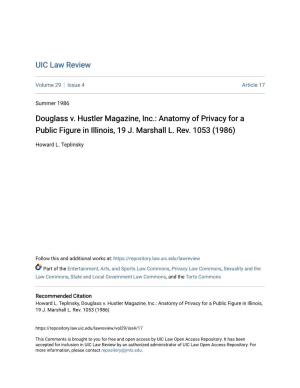 Douglass V. Hustler Magazine, Inc.: Anatomy of Privacy for a Public Figure in Illinois, 19 J