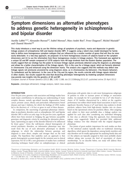 Symptom Dimensions As Alternative Phenotypes to Address Genetic Heterogeneity in Schizophrenia and Bipolar Disorder