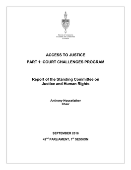 COURT CHALLENGES PROGRAM Report of the Standing Committee