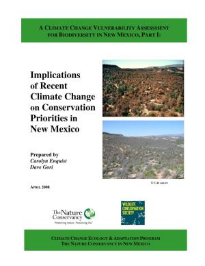 Implications of Recent Climate Change on Conservation Priorities in New Mexico
