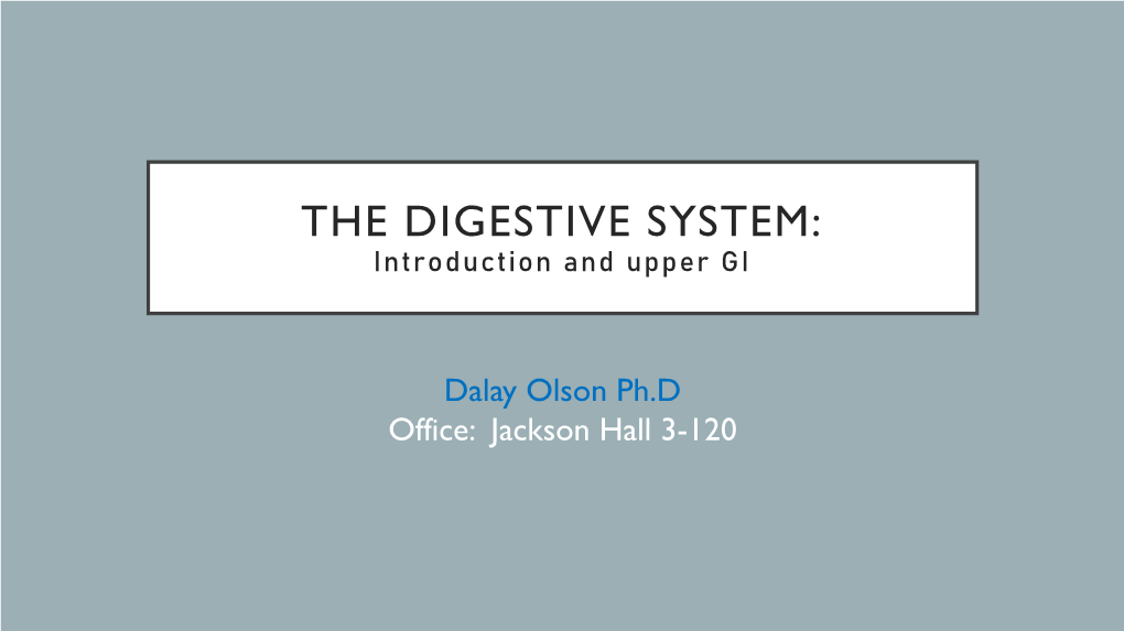 THE DIGESTIVE SYSTEM: Introduction and Upper GI