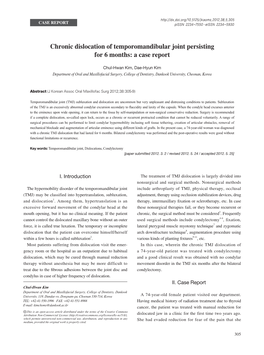 Chronic Dislocation of Temporomandibular Joint Persisting for 6 Months: a Case Report