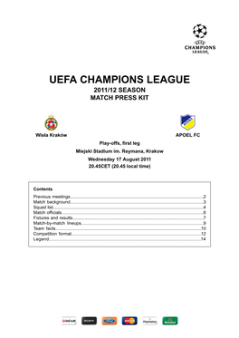 Uefa Champions League 2011/12 Season Match Press Kit