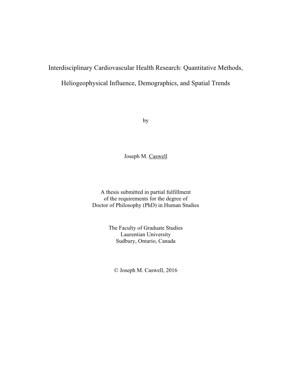 Interdisciplinary Cardiovascular Health Research: Quantitative Methods