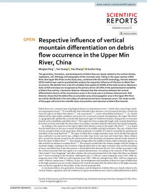 Respective Influence of Vertical Mountain Differentiation on Debris Flow Occurrence in the Upper Min River, China