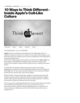 10 Ways to Think Different - Inside Apple's Cult-Like Culture