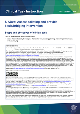 S-AD04: Assess Toileting and Provide Basic/Bridging Intervention