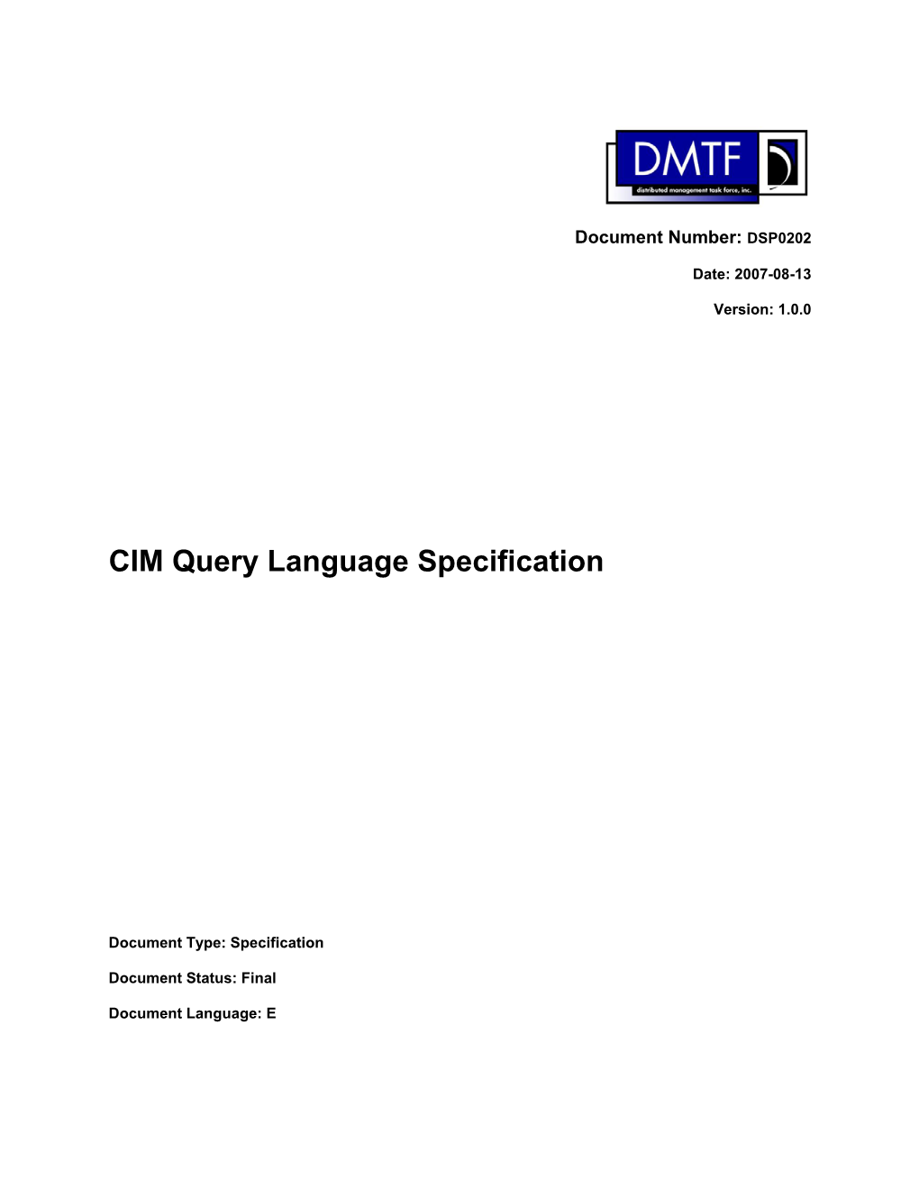 CIM Query Language Specification
