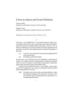 A Note on Analysis and Circular Definitions
