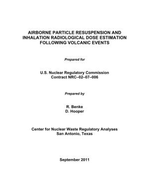 "Airborne Particle Resuspension and Inhalation Radiological Dose