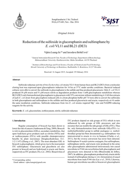 Reduction of the Sulfoxide in Glucoraphanin and Sulforaphane by E