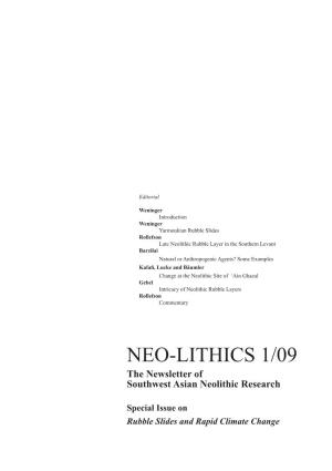 NEO-LITHICS 1/09 the Newsletter of Southwest Asian Neolithic Research