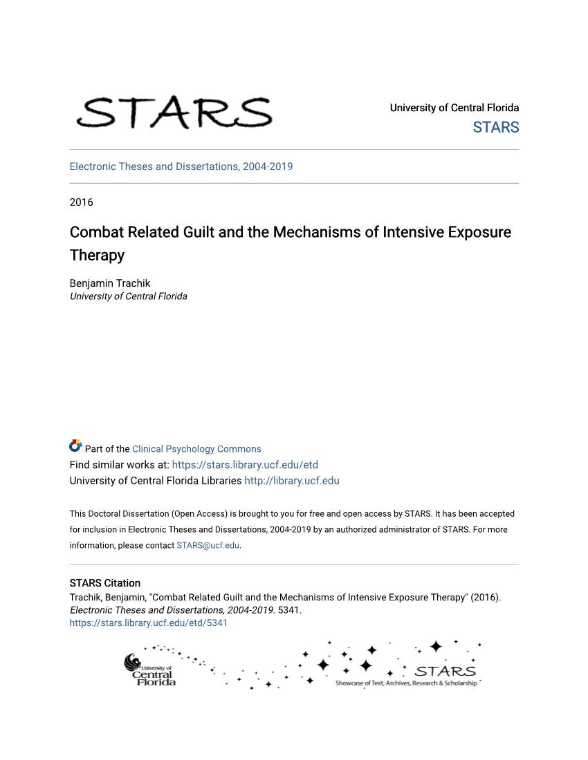 Combat Related Guilt and the Mechanisms of Intensive Exposure Therapy