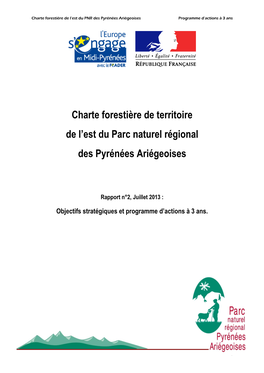 Charte Forestière De Territoire De L'est Du Parc Naturel Régional Des