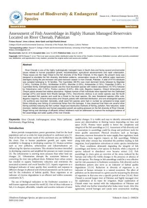 Assessment of Fish Assemblage in Highly Human Managed Reservoirs