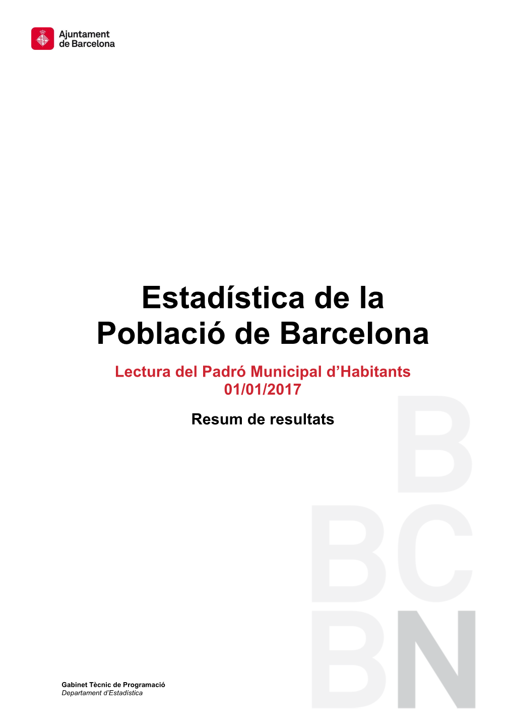 Estadística De La Població De Barcelona
