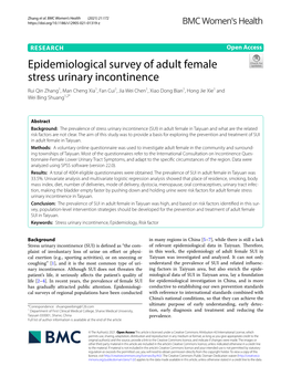 Epidemiological Survey of Adult Female Stress Urinary Incontinence