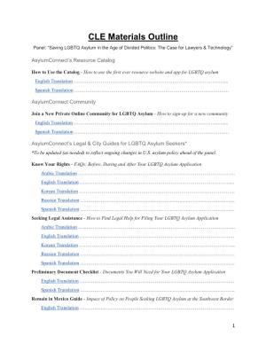 CLE Materials Outline Panel: “Saving LGBTQ Asylum in the Age of Divided Politics: the Case for Lawyers & Technology”