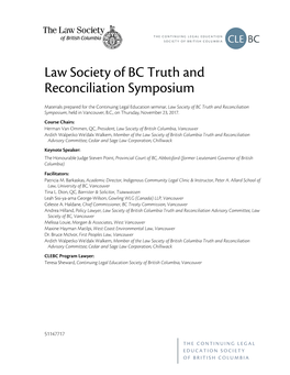 Law Society of BC Truth and Reconciliation Symposium
