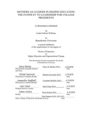 Mothers As Leaders in Higher Education: the Pathway to Leadership for College Presidents