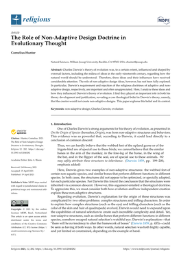 The Role of Non-Adaptive Design Doctrine in Evolutionary Thought